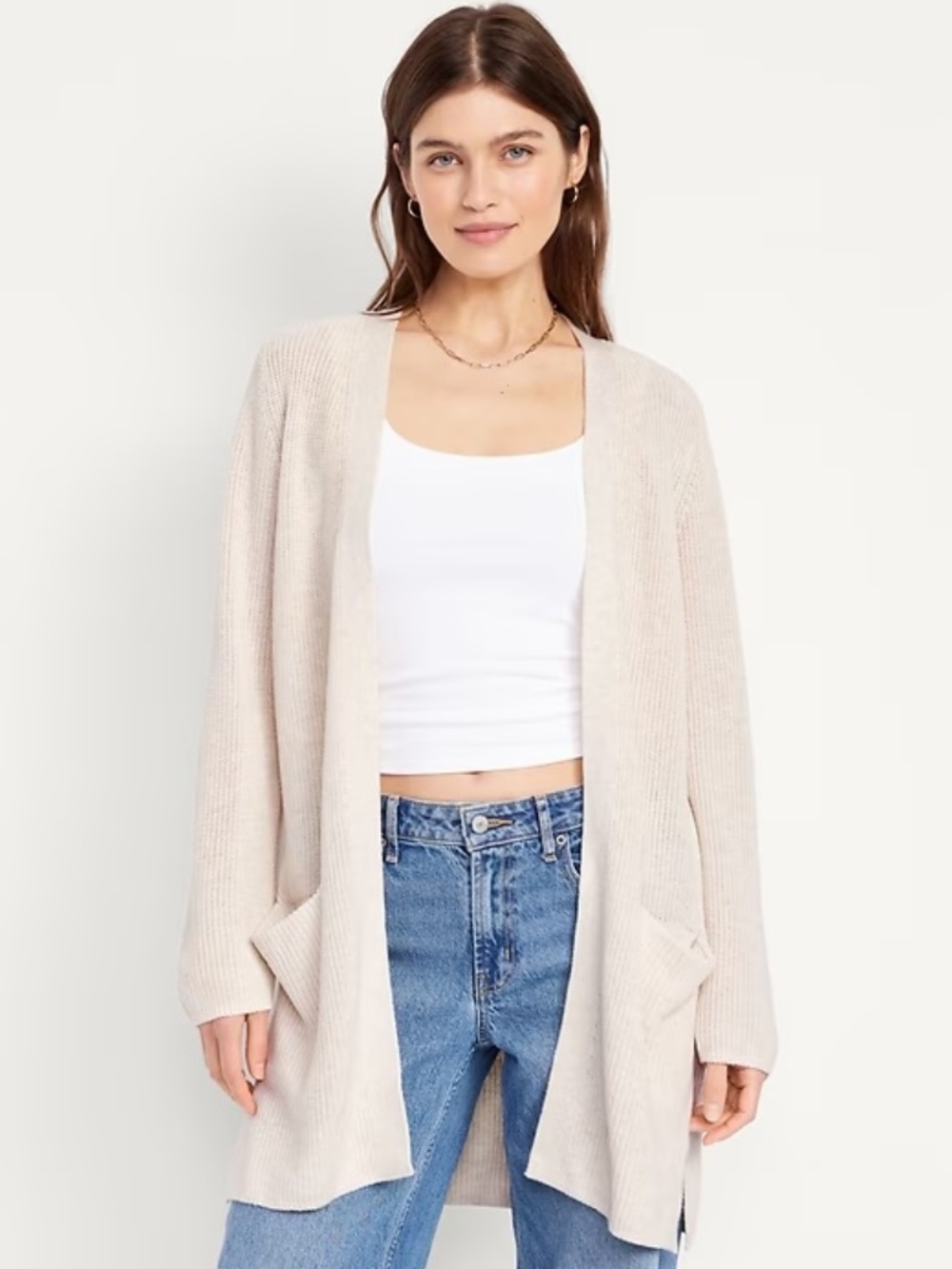 Old Navy Longline Knit Cardigan Beige size Small